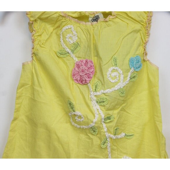 Beetlejuice London Yellow Tank Top Girls sz 10 Summer Flower Ruffle Ribbon Light - Picture 4 of 8